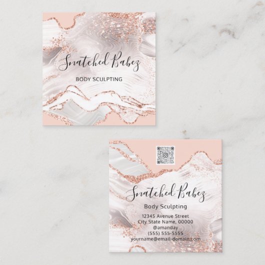 Lichaamsmassage Sculpting SPA-marmer QRCODE LUX Vierkante Visitekaartje (Voorkant / Achterkant)