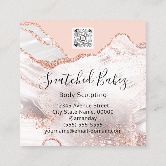 Lichaamsmassage Sculpting SPA-marmer QRCODE LUX Vierkante Visitekaartje (Achterkant)