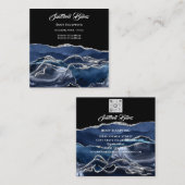 Lichaamsmassage-slachting SilverGlitter QRCODE Vierkante Visitekaartje (Voorkant / Achterkant)