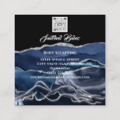 Lichaamsmassage-slachting SilverGlitter QRCODE Vierkante Visitekaartje (Achterkant)