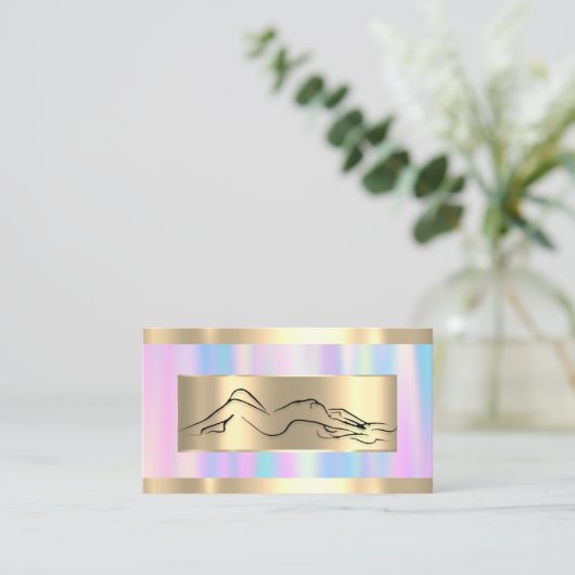 Lichaamsmassage SPA Wellness Code Logo Blauw roze Visitekaartje (Staand voorkant)