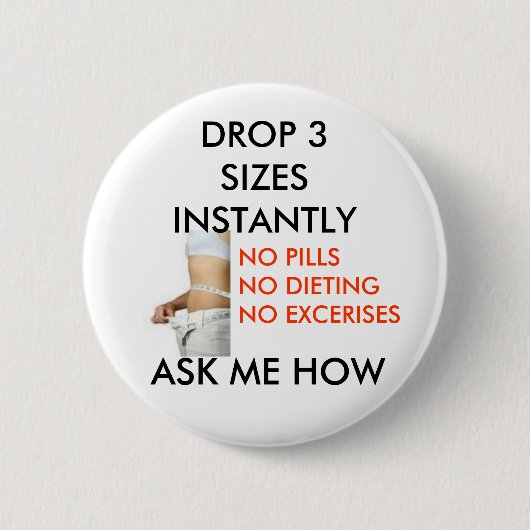 Lichaamsmeting 3, DROP 3 IN MINUTEN, NO P... Ronde Button 5,7 Cm (Voorkant)