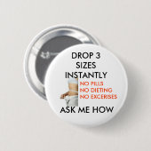 Lichaamsmeting 3, DROP 3 IN MINUTEN, NO P... Ronde Button 5,7 Cm (Voorkant /achterkant)