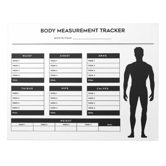 Lichaamsmetingen Gewichtsverlies Diet Tracker Boy Notitieblok (Voorkant)