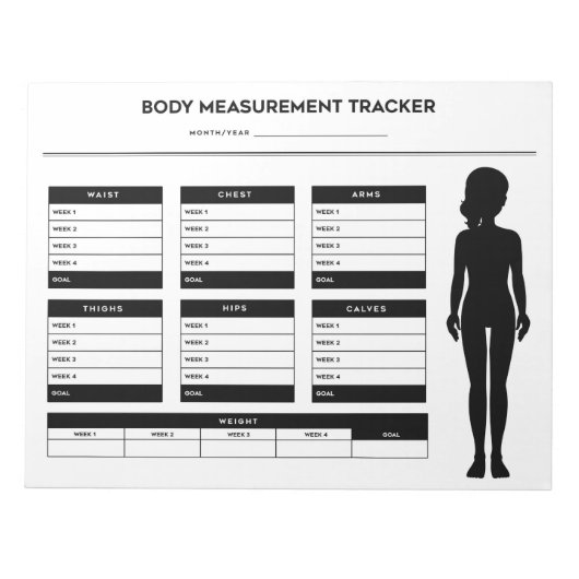 Lichaamsmetingen Gewichtsverlies Diet Tracker Girl Notitieblok (Voorkant)