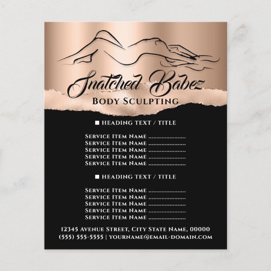Lichaamsmodellering Bouwlogo Roze Goud Prijslijst Flyer (Voorkant)