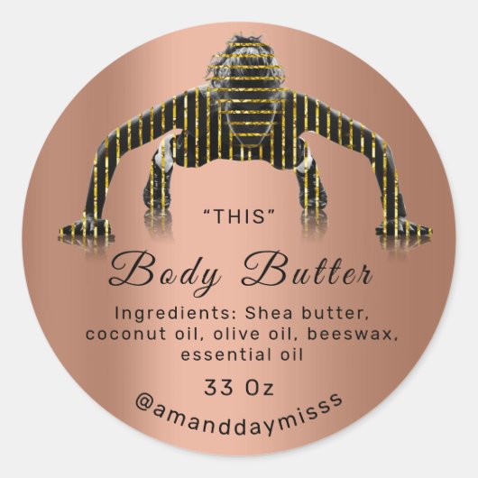 Lichaamsolie Balm Cosmetic Fitness Care Black Roos Ronde Sticker (Voorkant)