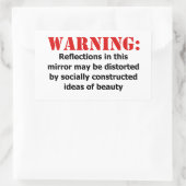 Lichaamspositieve spiegelwaarschuwing rechthoekige sticker (Tas)