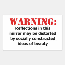 Lichaamspositieve spiegelwaarschuwing rechthoekige sticker