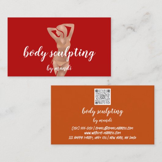 Lichaamsslachting Logo Red Rose Bikini QR Visitekaartje (Voorkant / Achterkant)