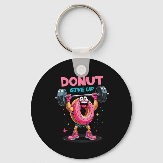 Lichaamstrainer Donut Geef Niet Op Humor Gym Worko Sleutelhanger (Voorkant)