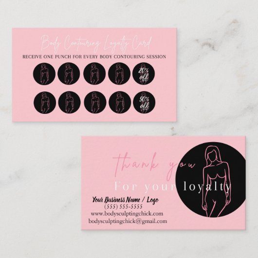 Lichaamsverzorger Loyalty Kaart Visitekaartje (Voorkant / Achterkant)