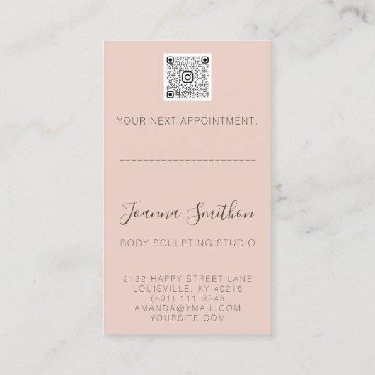 Lichaamsvorm Schoonheidssculpende QR-code Logo Blu Visitekaartje (Achterkant)