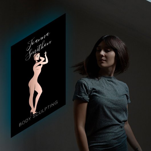 Lichaamsvorm Sculpting QR Code Logo Zwart Roos Visitekaartje