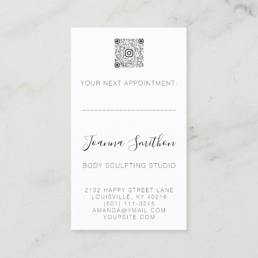 Lichaamsvorm Sculpting QR Code Logo Zwart Roos Visitekaartje (Achterkant)