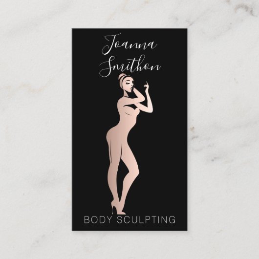 Lichaamsvorm Sculpting QR Code Logo Zwart Roos Visitekaartje (Voorkant)