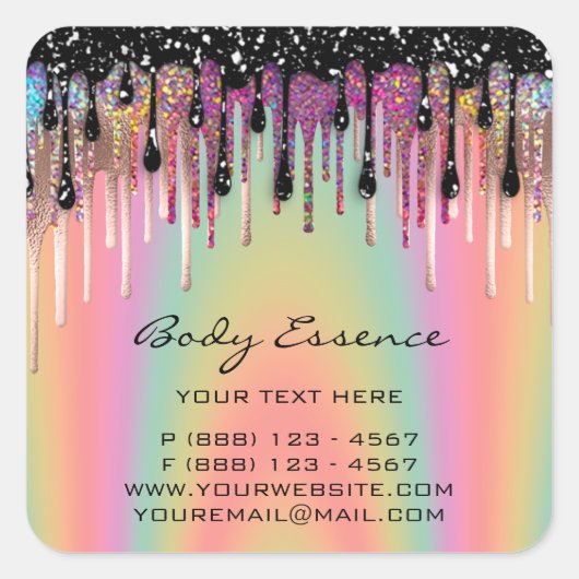 Lichaamszeep Balm Cosmetica Winkel Holografisch Dr Vierkante Sticker (Voorkant)