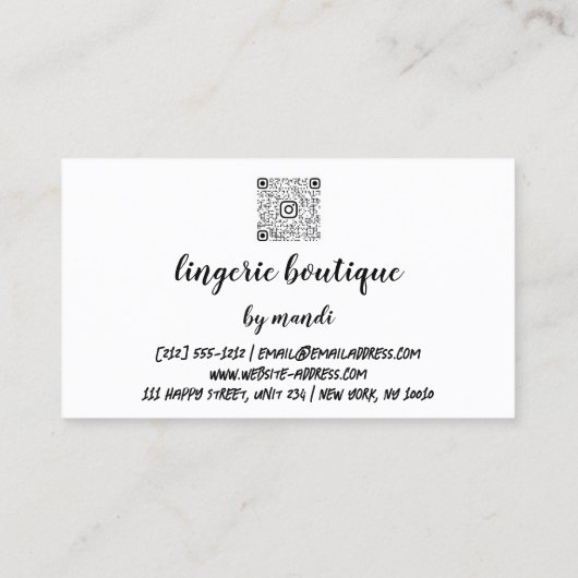 Lichaamszorg Logo QR-code Bikini Ondergoed Roos Visitekaartje (Achterkant)