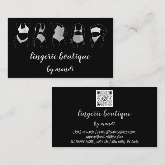 Lichaamszorg Logo QR Code Bikini Ondergoed Winkel  Visitekaartje (Voorkant / Achterkant)