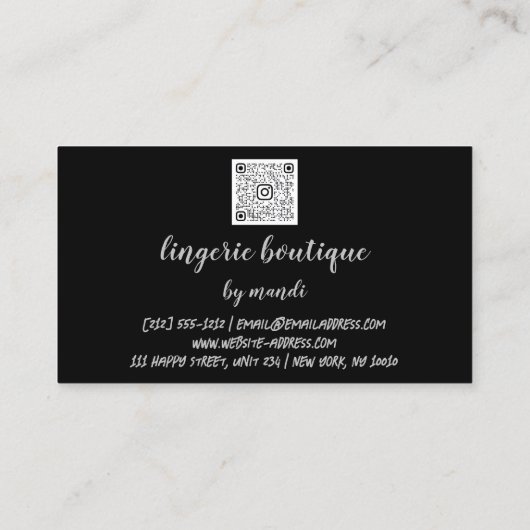 Lichaamszorg Logo QR Code Bikini Ondergoed Winkel  Visitekaartje (Achterkant)