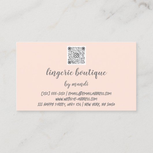 Lichaamszorg Logo QR Code Bikini Ondergoed Winkelg Visitekaartje (Achterkant)