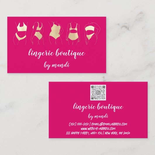 Lichaamszorg Logo QR Code Bikini Ondergoed Winkelr Visitekaartje (Voorkant / Achterkant)