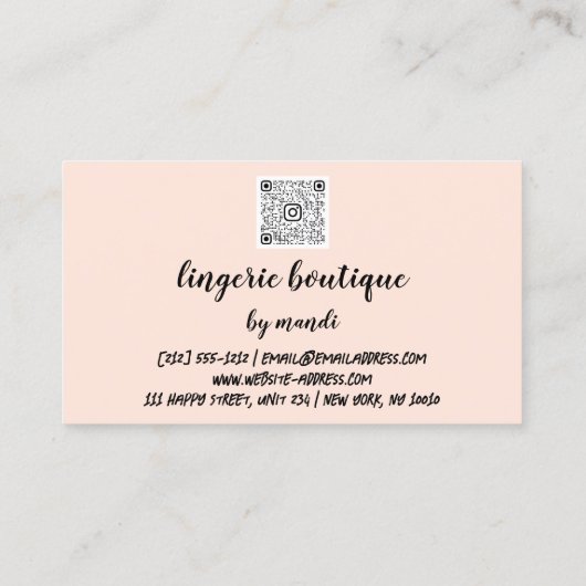 Lichaamszorg Logo QR Code Bikini Onderkleding Wink Visitekaartje (Achterkant)