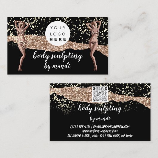 Lichaamszorg Mode Logo QR Code Bikini Black Visitekaartje (Voorkant / Achterkant)