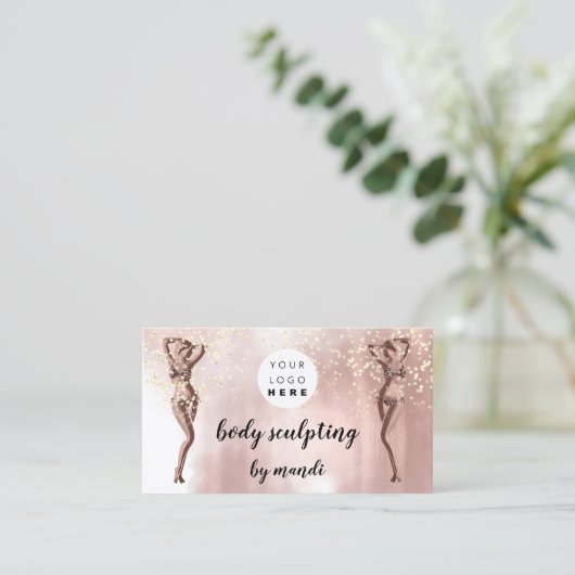 Lichaamszorg Mode Logo QR Code Bikini Roos Visitekaartje (Staand voorkant)