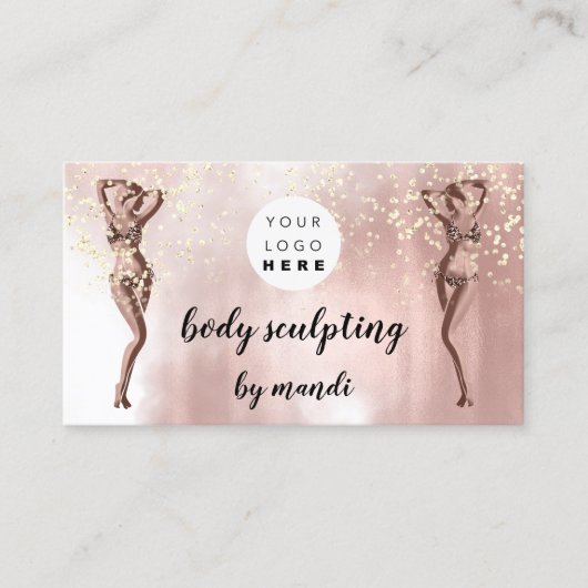 Lichaamszorg Mode Logo QR Code Bikini Roos Visitekaartje (Voorkant)