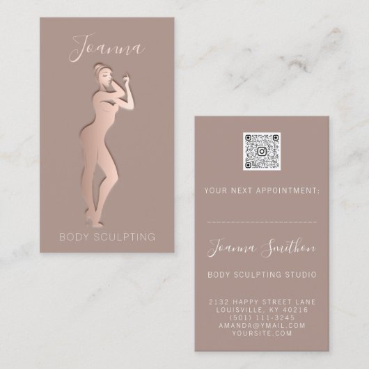 Lichaamszorg Schets QR-code Logo Huid Visitekaartje (Voorkant / Achterkant)