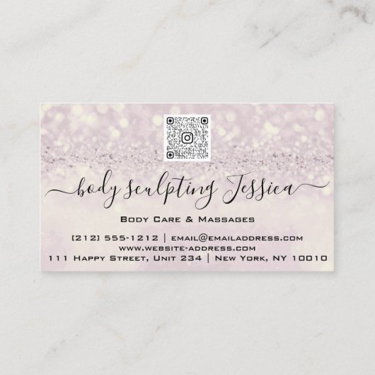 Lichaamszorg Schoonheidssalon QRCode Logo Glitter  Visitekaartje (Achterkant)