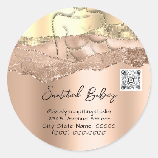 Lichaamszorg sculpend Cosmetica Logo QR Code Roos Ronde Sticker (Voorkant)