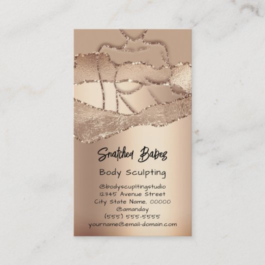 Lichaamszorg sculpend Cosmetica Logo QR Code Roos Visitekaartje (Voorkant)