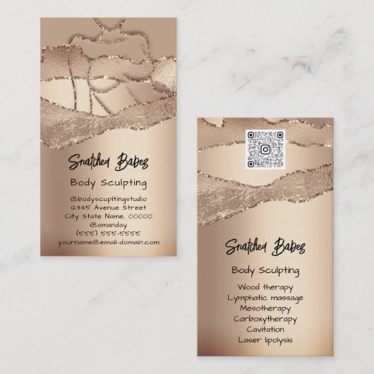 Lichaamszorg sculpend Cosmetica Logo QR Code Roos Visitekaartje (Voorkant / Achterkant)