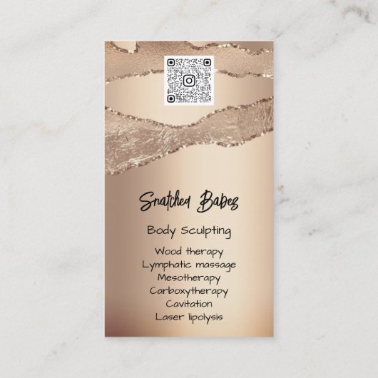 Lichaamszorg sculpend Cosmetica Logo QR Code Roos Visitekaartje (Achterkant)