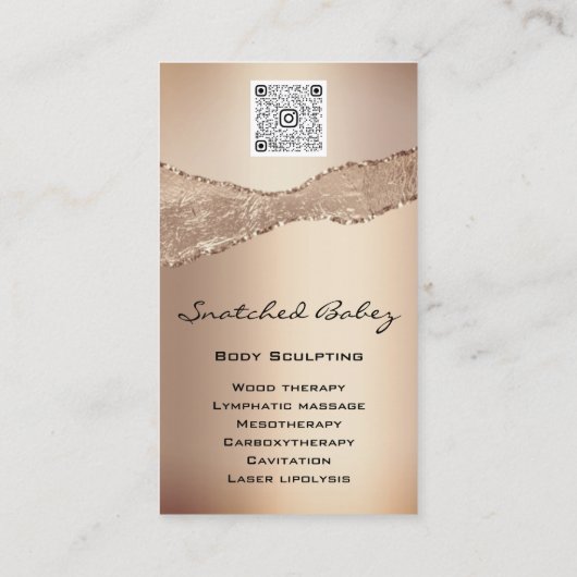 Lichaamszorg sculpend Logo QR Code Glitter Roos Visitekaartje (Achterkant)