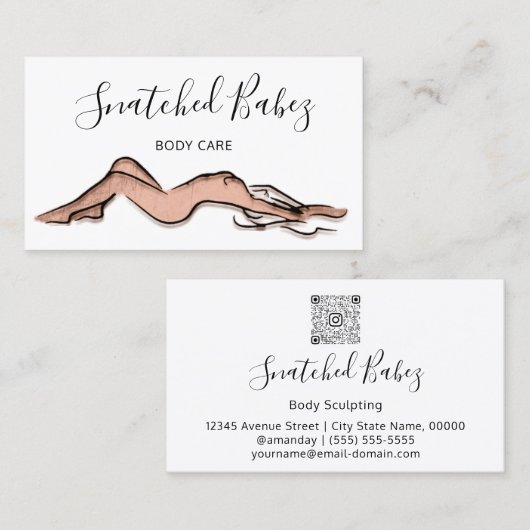 Lichaamszorg sculpend QRCODE Black White Roos Visitekaartje (Voorkant / Achterkant)