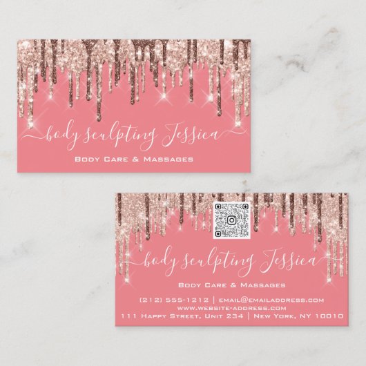 Lichaamszorg sculpend QRCode Logo Glitter Huid Visitekaartje (Voorkant / Achterkant)