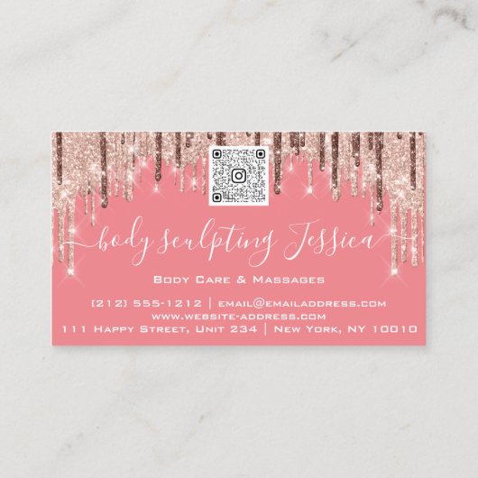 Lichaamszorg sculpend QRCode Logo Glitter Huid Visitekaartje (Achterkant)