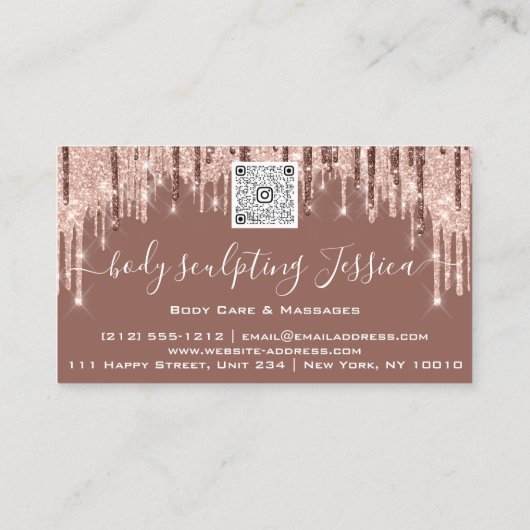 Lichaamszorg sculpend QRCode Logo Glitter Huid Visitekaartje (Achterkant)