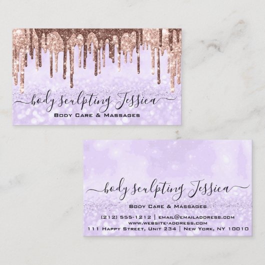 Lichaamszorg sculpend QRCode Logo Paars Visitekaartje (Voorkant / Achterkant)