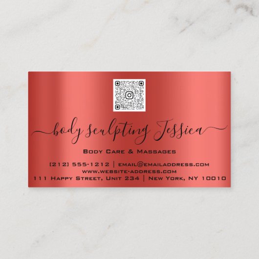 Lichaamszorg sculpend QRCode Logo Red Visitekaartje (Achterkant)