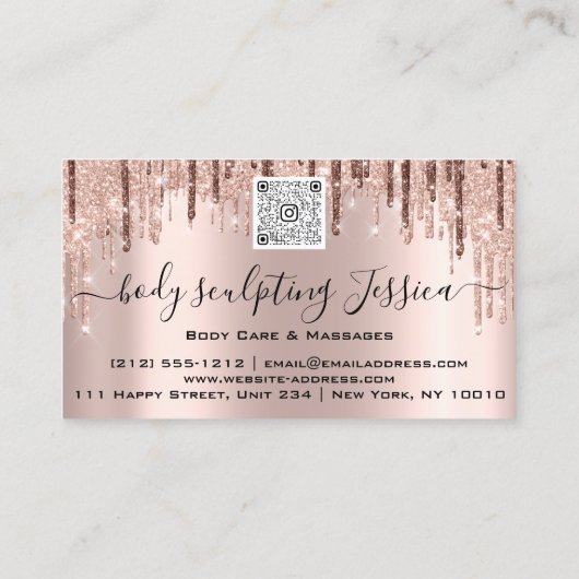 Lichaamszorg sculpend QRCode Logo Roos Roze Visitekaartje (Achterkant)