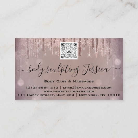 Lichaamszorg sculpend QRCode Logo Rozen Visitekaartje (Achterkant)