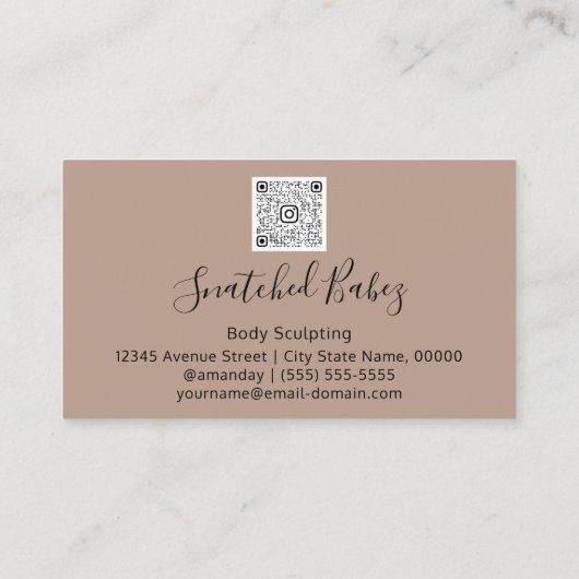 Lichaamszorg sculpend QRCODE-Roos Glitter Brown Visitekaartje (Achterkant)