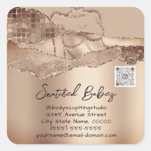 Lichaamszorg Verspreiding Cosmetica Logo QRCode Ro Vierkante Sticker (Voorkant)