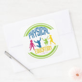 Lichamelijke opvoeding- met spelende kinderen vierkante sticker (Envelop)