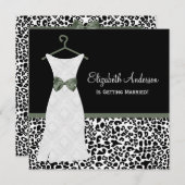 Lichen Green Gown Leopard PrintBridal Shower Kaart (Voorkant / Achterkant)