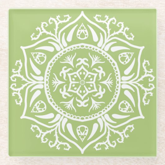 Lichen Mandala Glazen Onderzetter (Voorkant)